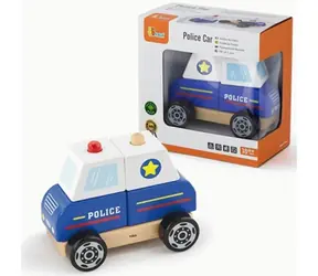 VIGA Drewniana układanka Samochód policyjny / od 18 miesięcy / długość 12 cm