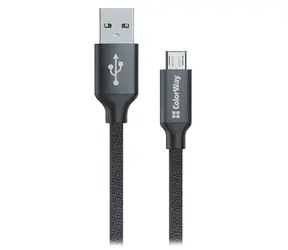 Colorway czarny / Kabel do transmisji danych / USB-A - Micro USB / 2.1 A / 1 m
