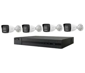 Kit HiLook NVR-104MH-C/4P(D) + 4X IPC-B140HA-LU / zestaw kamer IP / 4 Mpix / SMART Hybrid Light / PoE / IP67
