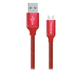 Colorway czerwony / Kabel do transmisji danych / USB-A - Micro USB / 2.1 A / 1 m