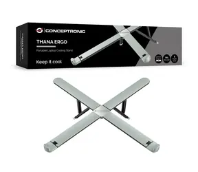 Podstawka pod laptopa Conceptronic składana, szara / Podstawka pod laptopa / 17,3" / nośność 5 kg / 8 pozycji wysokości