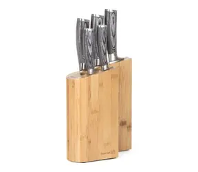G21 Gourmet Rock / Zestaw noży / 5 szt. / blok bambusowy