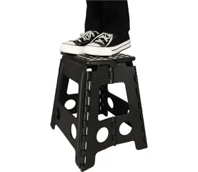 KIK Stołek składany czarny / Stołek / wysokość 39,5 cm / nośność 150 kg