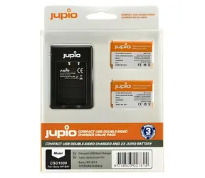 JUPIO Zestaw 2 akumulatorów NP-BX1 + ładowarka do Sony / Zestaw ładujący / 1250 mAh
