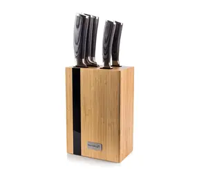 G21 Gourmet Rustic / Zestaw noży / 5 szt. / blok bambusowy