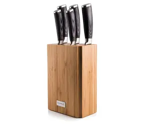 G21 Gourmet Stone / Zestaw noży / 5 szt. + blok bambusowy