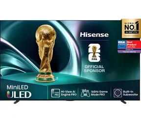 100-calowy Hisense 100U7Q czarny / Telewizor / Mini-LED / QLED / 4K UHD / 165 Hz / 4X HDMI / Wi-Fi / LAN