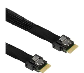 Inter-tech MiniSAS SFF-8654-4i czarny 0,7 m / Kabel / SlimSAS SFF-8654 4i / PCIe 4.0, SAS 3, SATA, 24 Gb/s