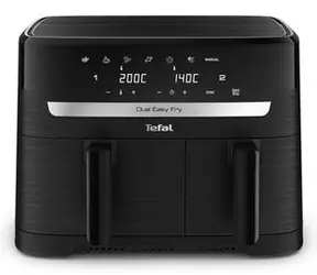 TEFAL Dual Easy Fry EY901N czarny / Frytkownica na gorące powietrze / 2700 W / 8,3 l / Sterowanie dotykowe