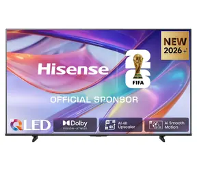 43-calowy Hisense 43E7S czarny / Telewizor / Hi-QLED / UHD / HDMI 2.1 / Wi-Fi / Bluetooth / Głośniki 20 W