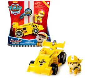 Spin Master Samochód wyścigowy Psiego Patrolu Race & Go Deluxe Rubble / Silnik nakręcany / Efekty dźwiękowe / od 3 lat
