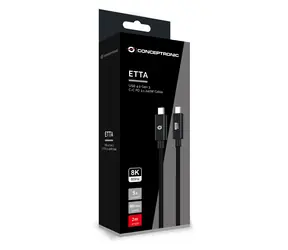 Conceptronic ETTA04B20 czarny / kabel USB-C / USB4 Gen 3 / 40 Gb/s / PD 3.1 / 2 m