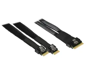 Kabel Inter-tech SFF-8654 8i - 2x SFF-8654 4i czarny / Kabel danych / PCIe 4.0 / 24 Gb/s / 0,7 m
