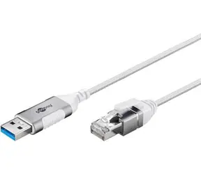 Goobay Kabel przejściowy USB-A - RJ-45 Slim biały / Adapter / USB 3.2 Gen 1 / Cat.6 / 1 Gbit/s / 2 m