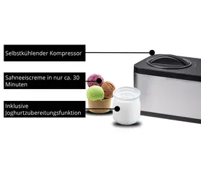 Unold EVA 48826 stal nierdzewna/czarny / Maszyna do lodów i jogurtu / kompresor / 120 W / 1,5 l / 30 min / wyświetlacz LED