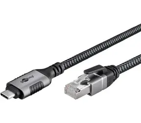 Goobay USB-C - RJ-45 czarno-srebrny / Adapter / Kat.6 / FTP / 1 Gbit/s / 1,5 m