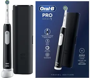 Oral-B Pro 1 Cross Action czarna / Szczoteczka elektryczna / 3 tryby czyszczenia / 2-minutowy timer / etui podróżne