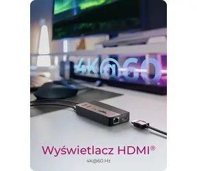 Icy Box IB-DK4072M-CU31 czarny / Stacja dokująca / Gniazdo M.2 NVMe/SATA / HDMI 4K/60Hz / USB-C PD 100W / RJ-45