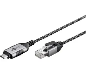 Goobay 74405 czarno-szary / Adapter / USB-C - RJ-45 / USB 3.2 Gen2 / Cat.6 / 5 m