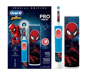 Oral-B Vitality Pro 103 Kids Spiderman niebiesko-biała / Elektryczna szczoteczka do zębów / Tryb delikatny / 2-minutowy timer