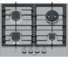 BOSCH PCH6A5I90 Serie 6 stal nierdzewna-czarna / Płyta gazowa / 60 cm / 4 palniki / żeliwne podstawki pod garnki