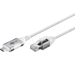 Goobay 74387 biały / kabel przejściowy USB-C do RJ-45 / Cat.6 / 1 Gbit/s / 2 m