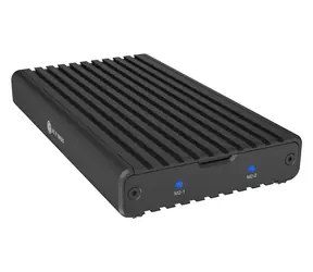 Icy Box IB-2817M-C32 czarny / Obudowa zewnętrzna na 2x M.2 NVMe / USB-C 3.2 Gen 2x2 / PCIe Gen3x2
