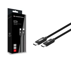 Conceptronic ETTA03B12 czarny / kabel USB-C / USB-C - USB-C / PD 3.1 / 240 W / 480 Mb/s / 1,2 m