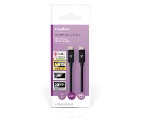 Nedis USB4 Gen 2x2 czarny / Kabel USB-C - USB-C / 240 W / 8K 60Hz / 20 Gb/s / 2 m