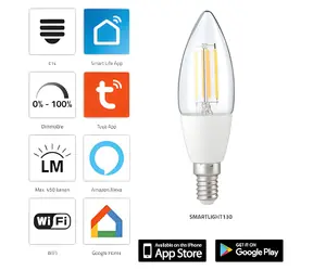 Alecto SMARTLIGHT130 / Inteligentna żarówka LED / E14 / Wi-Fi / 1800-3000K / 5W / ściemnialna