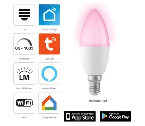 Alecto SMARTLIGHT30 / Inteligentna żarówka LED / E27 / Wi-Fi / RGB / 2000-4000K / 5W / ściemnialna