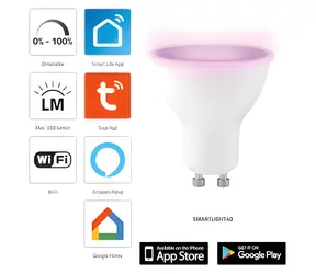 Alecto SMARTLIGHT40 / Inteligentna żarówka LED / E27 / Wi-Fi / RGB / 2000-4000K / 5W / ściemnialna