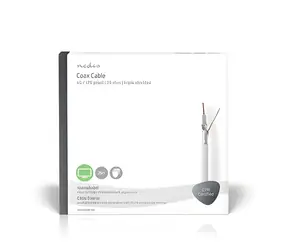 Kabel koncentryczny Nedis na szpuli 25 m biały / Kabel koncentryczny / 75 Ohm / 3x ekranowany ECA / PVC / pudełko prezentowe