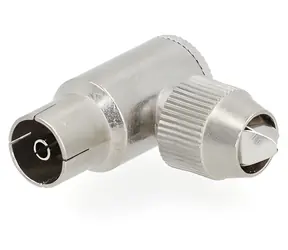 Złącze IEC Nedis kątowe gniazdo 90° / Złącze / 75 Ohm / Niklowane / Metalowe / 2 szt.