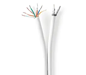 Kabel koncentryczny i CAT6 Nedis w kolorze białym / Kabel łączony / RG58 / 75 Ohm / 3x ekranowany / ECA / 50 m