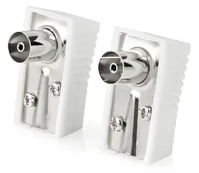 Złącze antenowe IEC Nedis kątowe gniazdo białe / Złącze / 75 Ohm / niklowane / 7 mm / 2 szt.