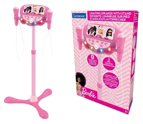Stojak Lexibook Barbie z 2 mikrofonami / Stojak na mikrofon / Bluetooth / Podświetlenie LED / Regulowana wysokość 60-95 cm