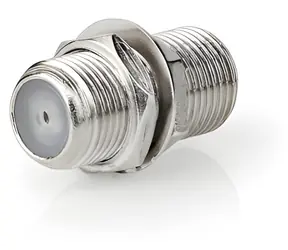 Adapter anteny satelitarnej Nedis FF prosty / Adapter / niklowany / 75 Ohm / metalowy