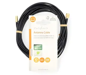 Kabel antenowy Nedis RP-SMA (M) - RP-SMA (F) czarny / Kabel antenowy / 5 m / Złącza pozłacane / 50 Ohm