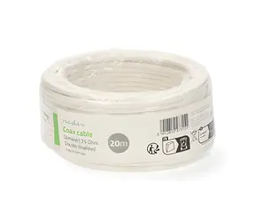 Kabel koncentryczny Nedis Mini Coax na szpuli 20m biały / Kabel / Podwójnie ekranowany / ECA / PVC