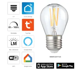 Alecto SMARTLIGHT120 / Inteligentna żarówka LED / E27 / Wi-Fi / 1800-3000K / 5W / ściemnialna