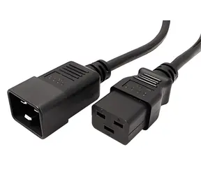 Przewód przedłużający Roline C20-C19 czarny / Przewód zasilający / 230V / 16A / 3M