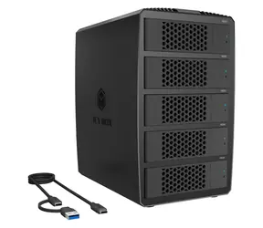 ICY BOX IB-RD3705-CU3 czarny / Obudowa zewnętrzna na 5 dysków HDD SSD 2,5 i 3,5 cala / RAID / USB-C 3.2 Gen1 / 1 wentylator