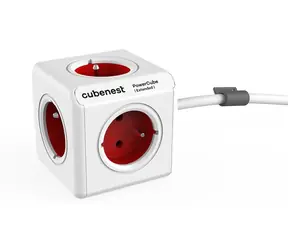 PowerCube Extended czerwony / Przedłużacz 230V / 1,5 m / 5 gniazd