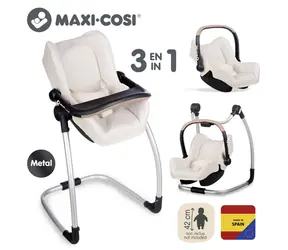 Fotelik samochodowy i krzesełko do karmienia Smoby 3w1 Maxi-Cosi i Quinny beżowy / Dla lalek do 42 cm / 43 x 41 x 72 cm