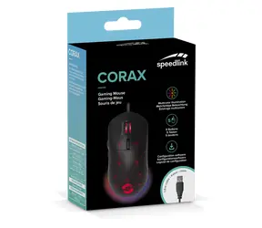 Mysz gamingowa Speed Link SL-680003-BK CORAX, czarna / Mysz gamingowa / przewodowa / 3200 dpi / 5 przycisków / podświetlenie RGB