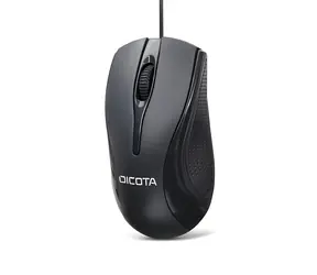 Dicota czarna / Mysz / przewodowa / USB / 3 przyciski / dla użytkowników prawo- i leworęcznych
