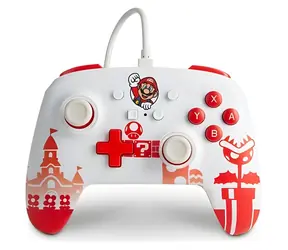 Kontroler przewodowy PowerA Enhanced Mario czerwony/biały / Kontroler do gier / przewodowy / USB / Nintendo Switch
