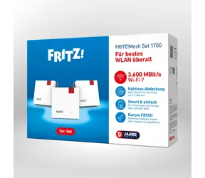 Zestaw AVM FRITZ! Mesh 1700 3-Set / Repeater / Wi-Fi 7 / 3600 Mbit/s / Mesh