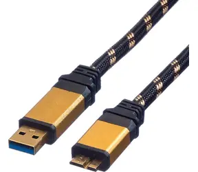 Roline USB-A - micro-B czarno-złoty / Kabel / przyłączeniowy / 0,8 m